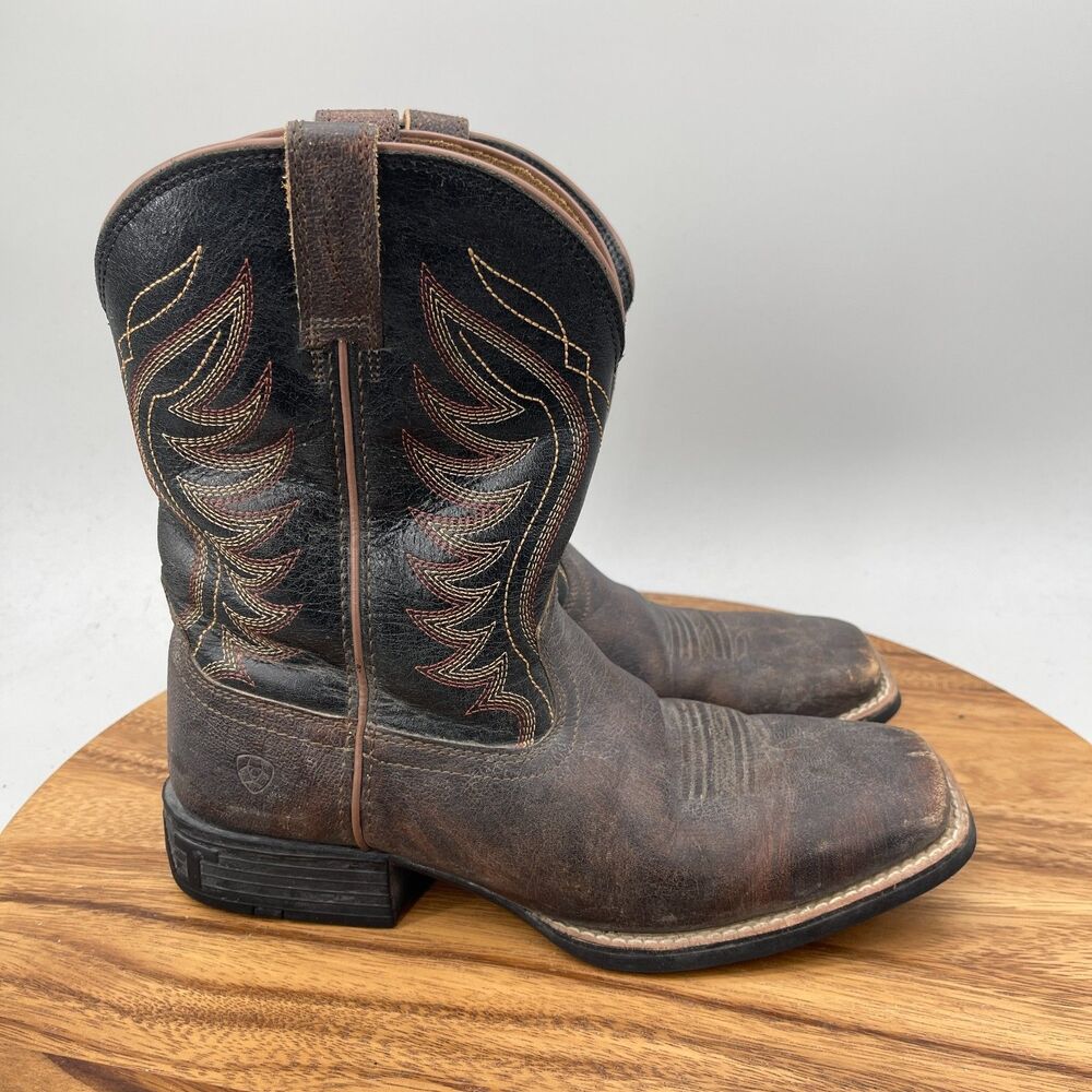 Ariat Amos Boots Youth Size 6 Brown Leather Western Square Toe Ranch Cowboy